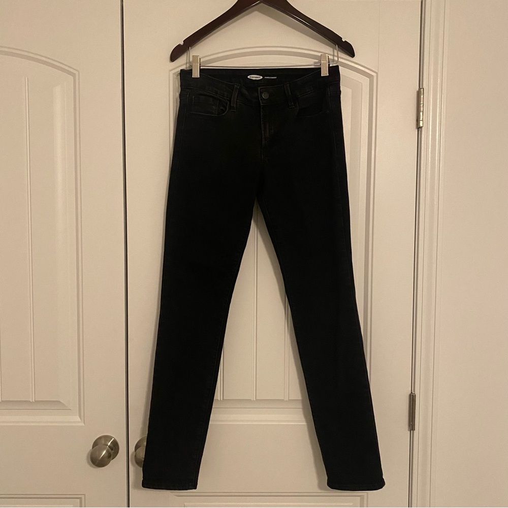 Old Navy Size 6 Long Black Power Straight Jeans